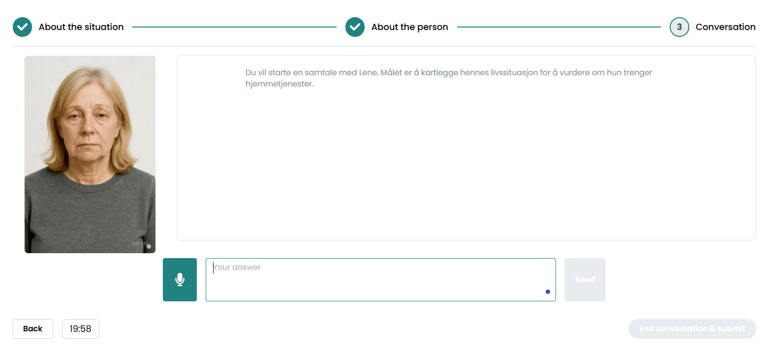 Simulation conversation interface