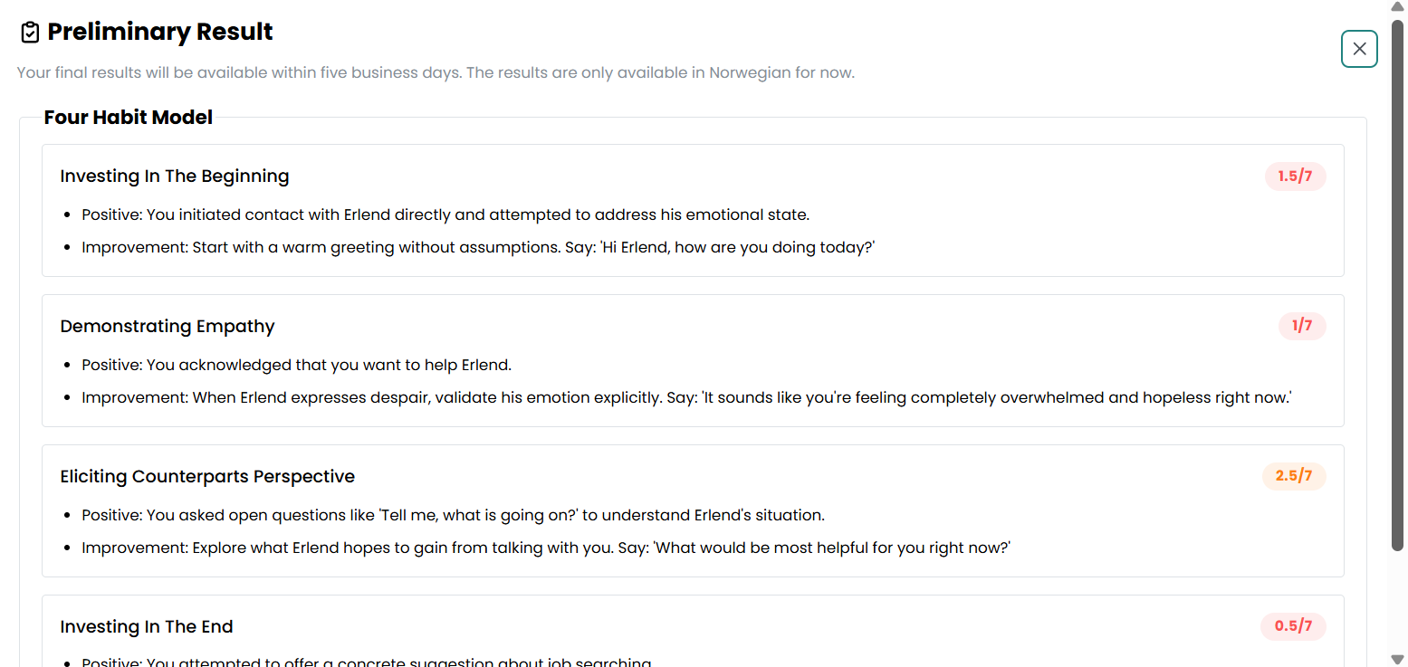 Individual feedback and results
